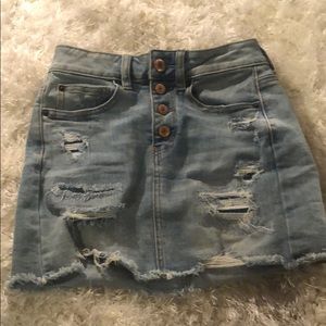 High waisted ripped Jean skirt